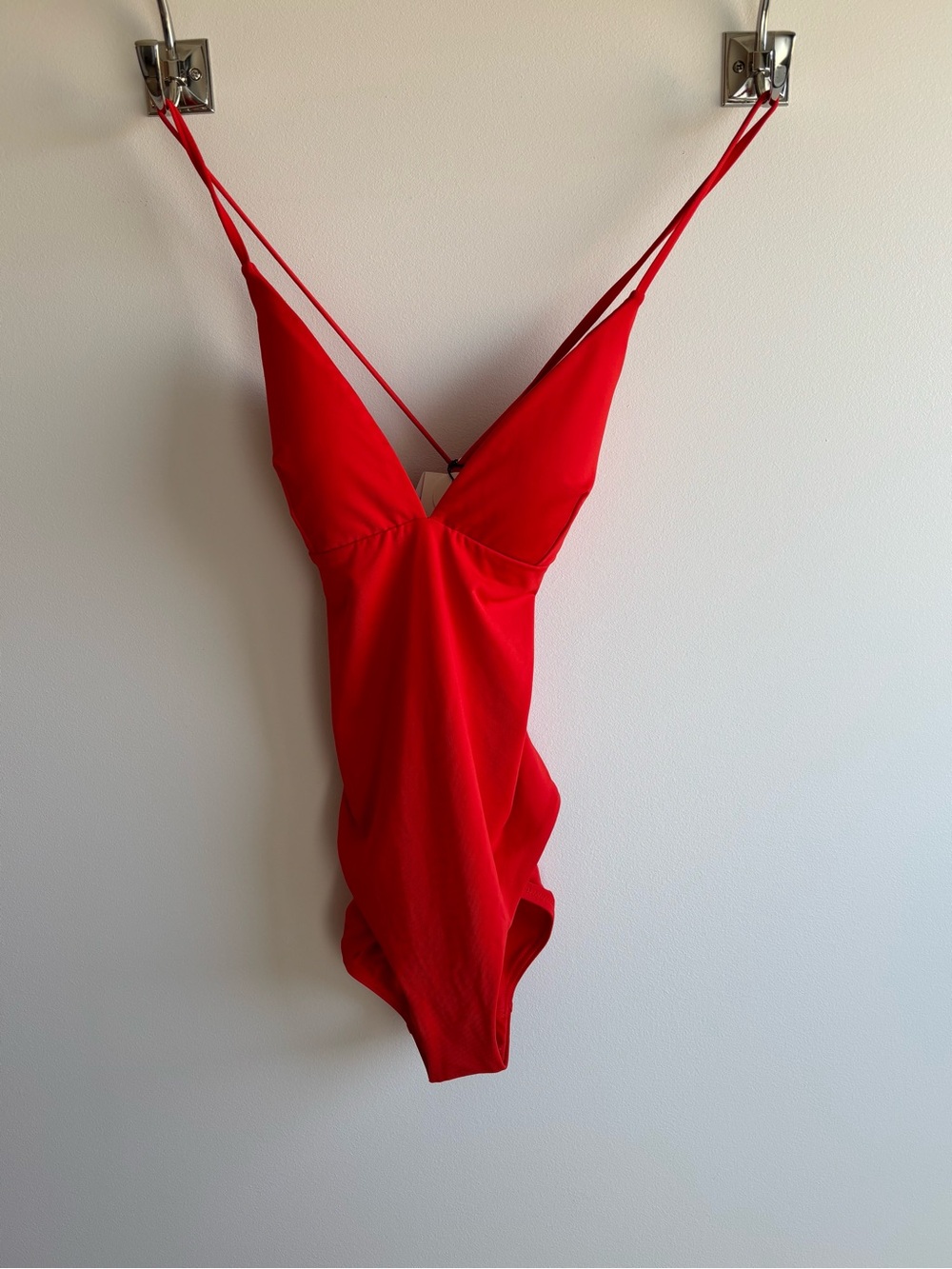 CALIA Plunge One-Piece Swimsuit with Thin Straps